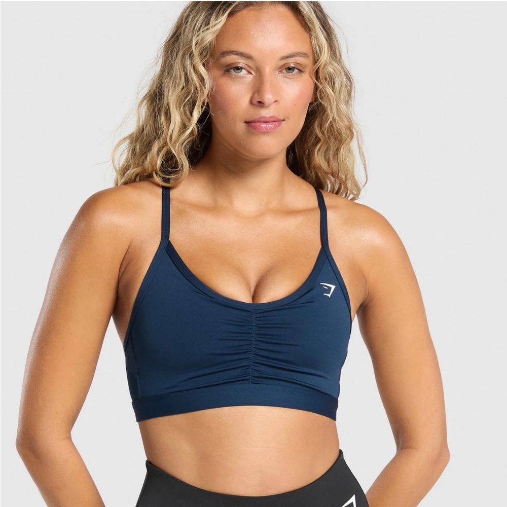 Gymshark Navy Ruched Sports Bra